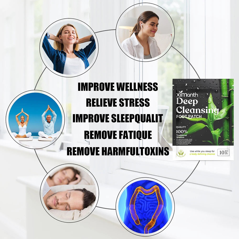 Natural Detox Foot Patches for Stress Relief & Deep Sleep
