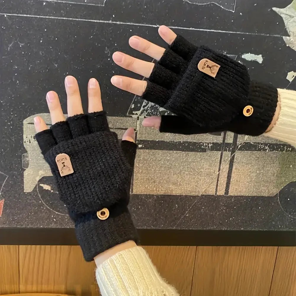 Half Finger Winter Gloves | Convertible Fingerless Mittens for All
