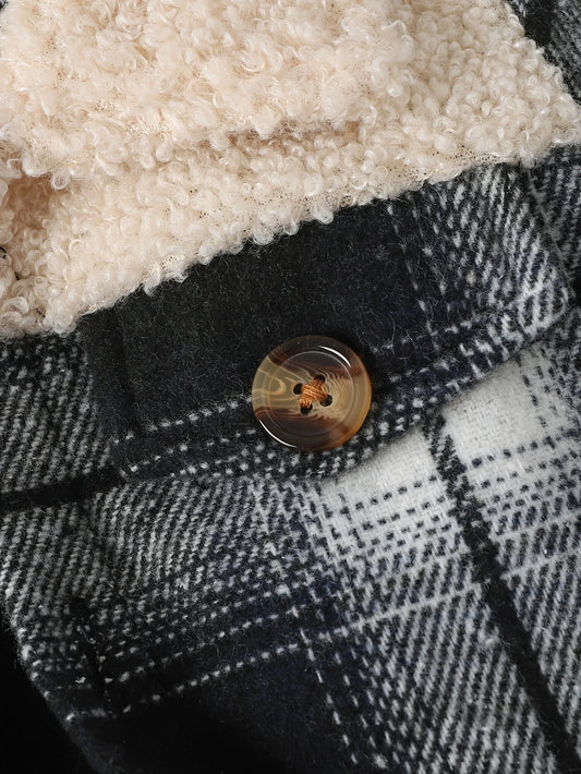 Stylish Baby Boy Plaid Plush Jacket for Cozy Winters