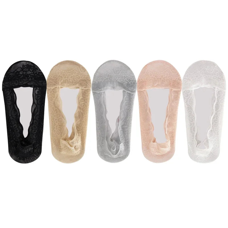 Women's Lace Invisible Summer Socks | No-Show Ankle Set