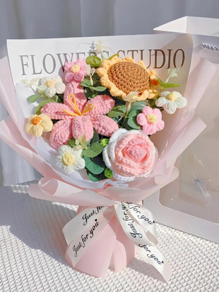 Handmade Crochet Flower Bouquet | Eternal Plush Home Decor