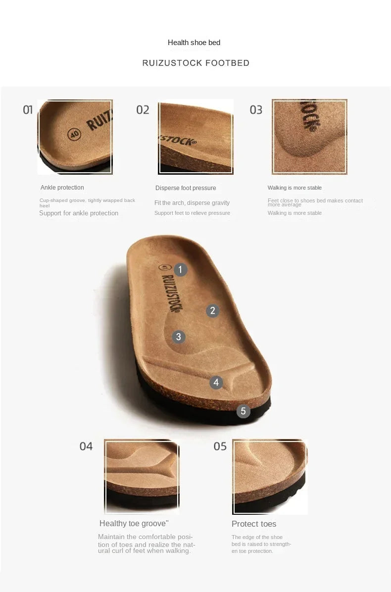 Men's Non-Slip Slippers with Cork Metal Buckle | Waterproof Outdoor Wear