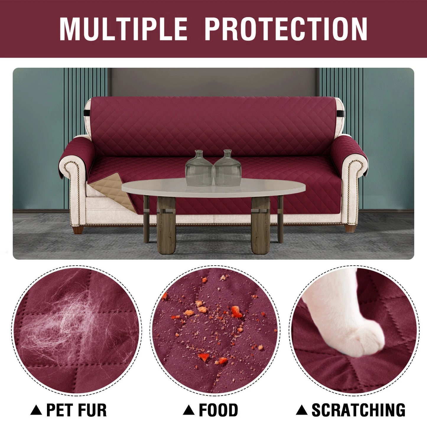 Waterproof Pet-Friendly Sofa Cover | Modern Diamond Pattern Slipcover