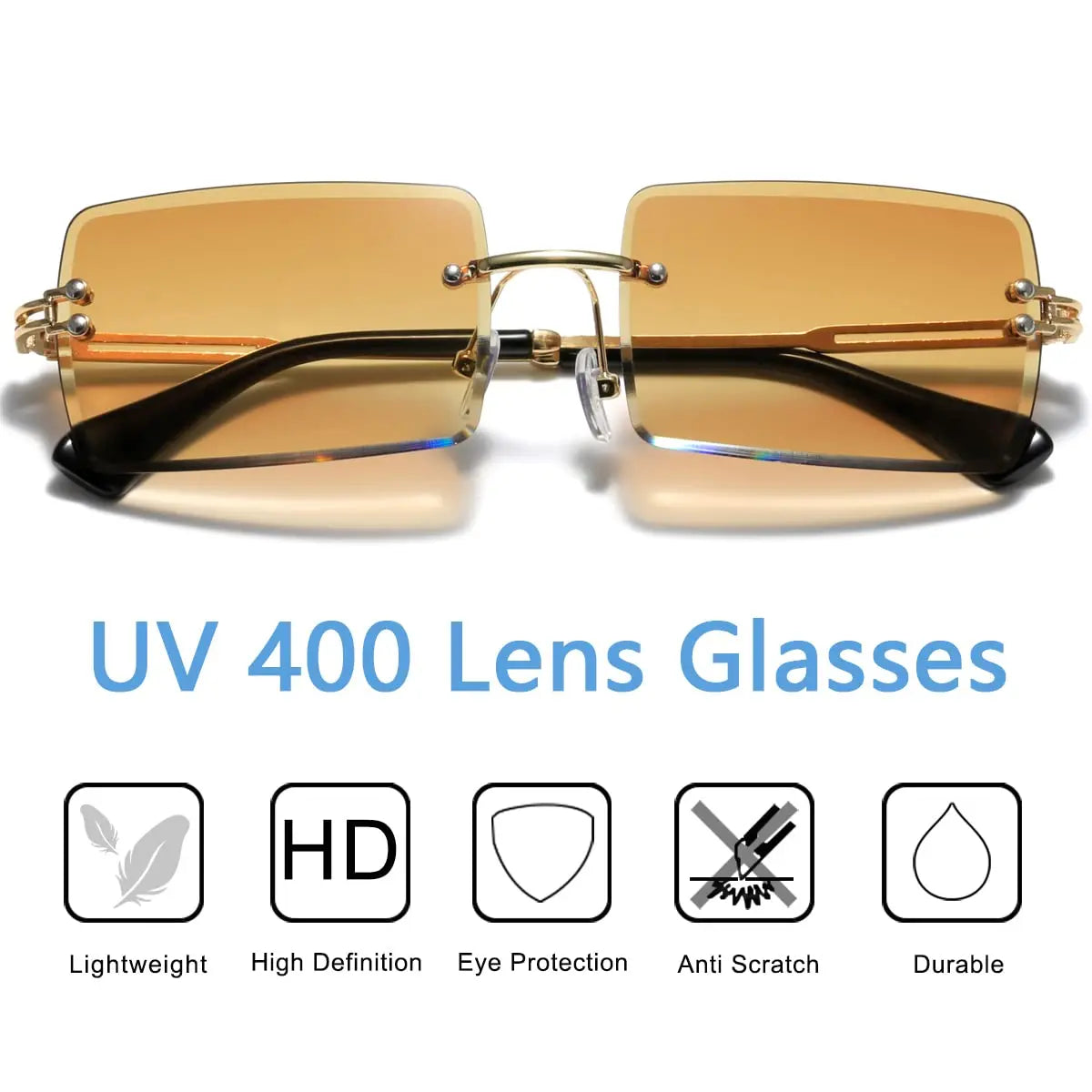 Men's Retro Sunglasses | Vintage Rimless Rectangle UV400 Protection