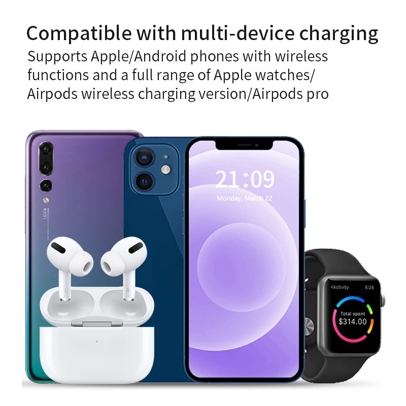 30W Foldable 3-in-1 Wireless Charging Station | Fast Qi Charger