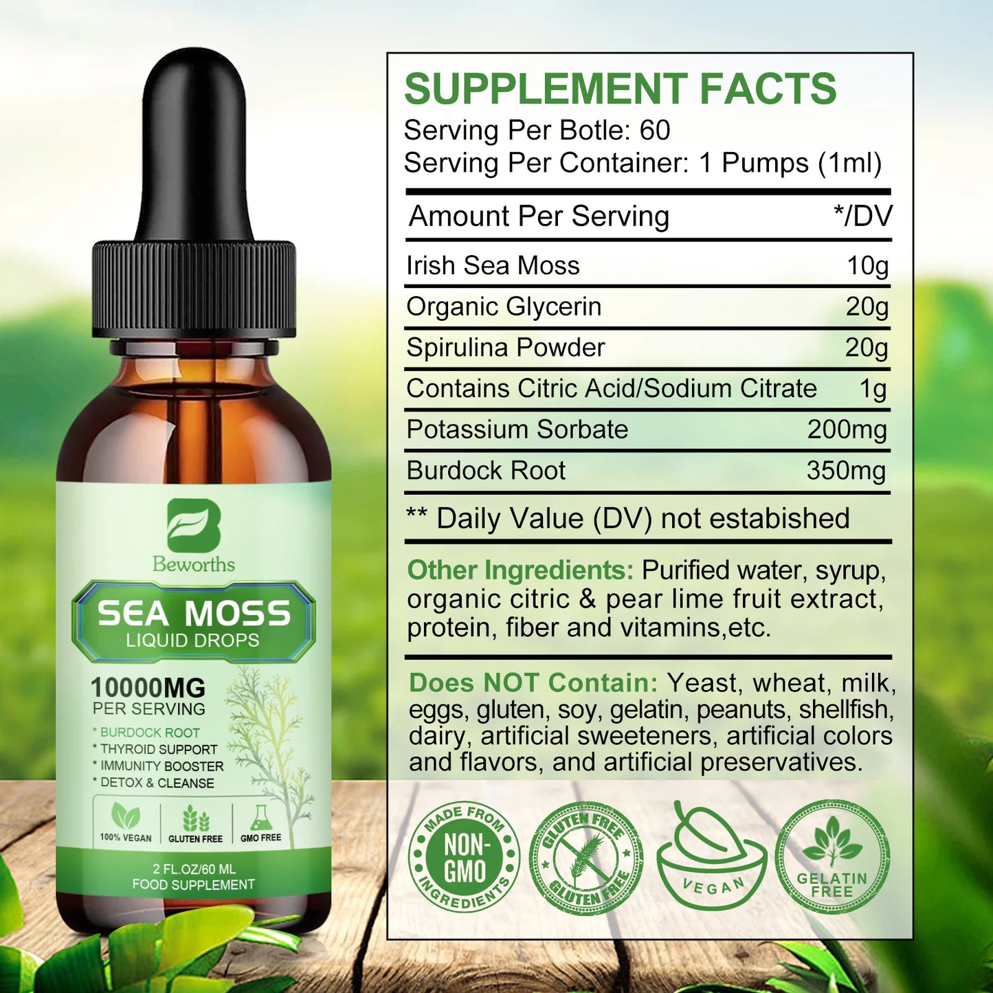Sea Moss Liquid Drops | Immune Support & Antioxidant Supplement