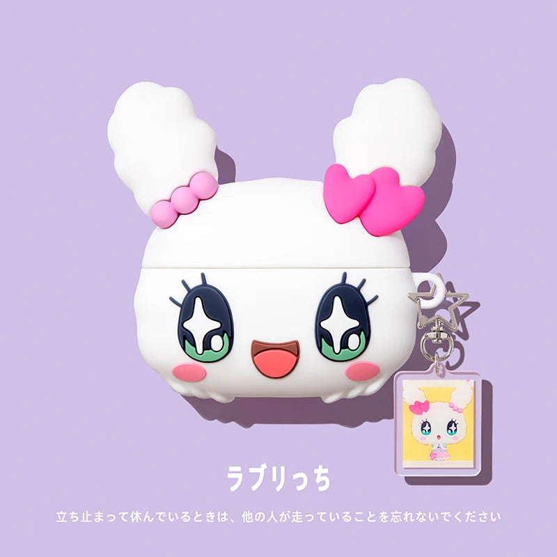Cute Rabbit Earphone Case Keychain | Silicone Protective Cover