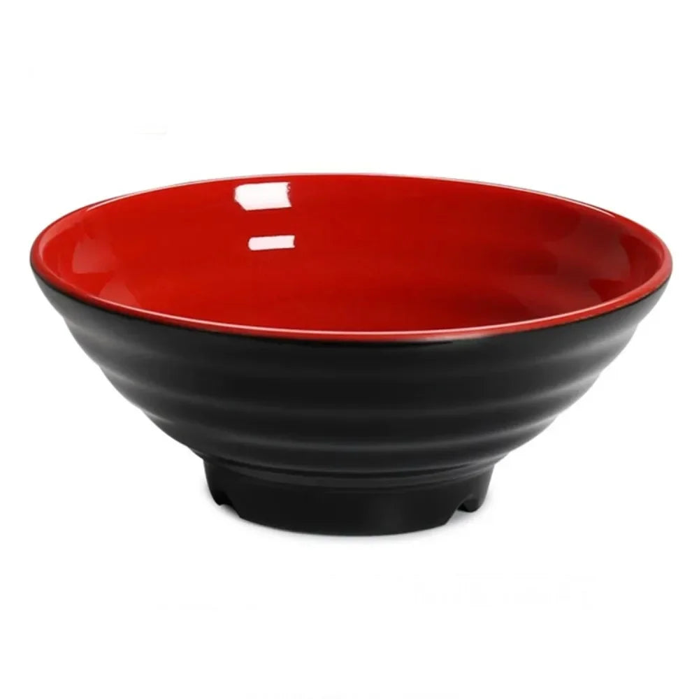 Elegante tazón de melamina rojo y negro para ramen | Tazón de sopa apto para el calor