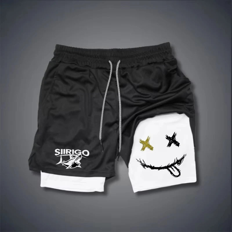 Men's Smiling Face Fitness Shorts | Quick-Dry Outdoor Sportswear