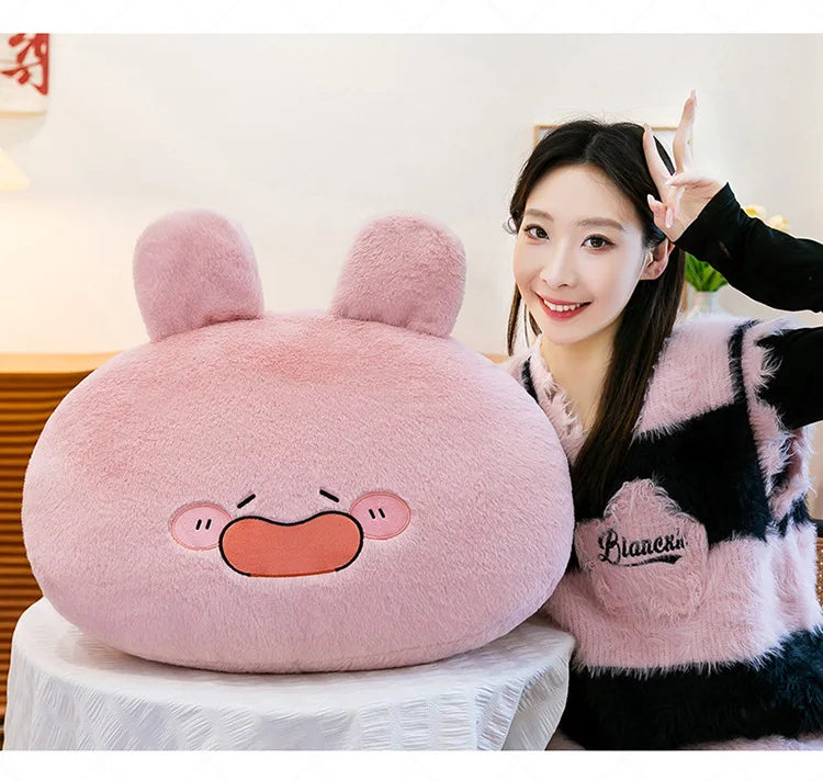Large Pink Rabbit Plush Toy | Funny Expression Kids Stuffed Animal
