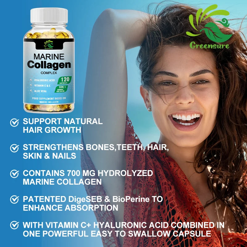 Marine Collagen Capsules for Healthy Joints, Hair, Skin & Nails