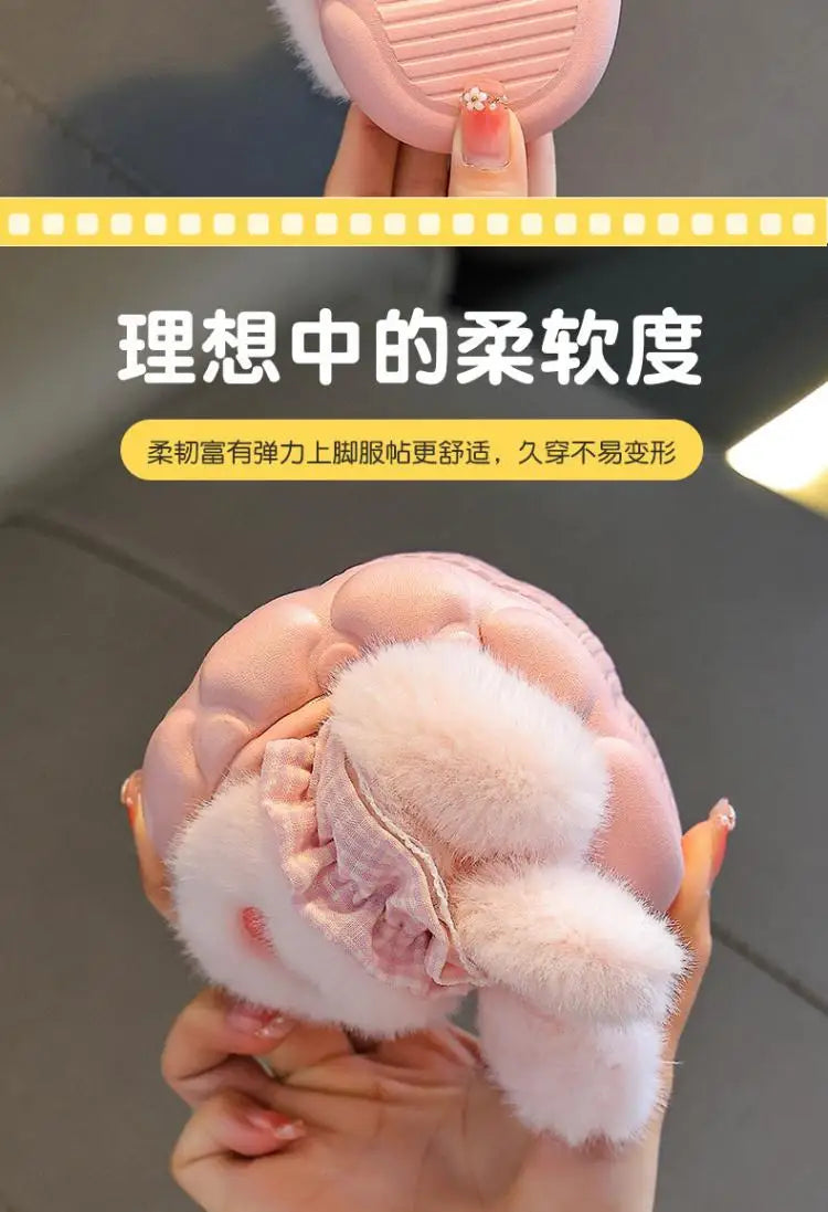 Cute Rabbit Plush Cotton Slippers for Kids | Soft Warm Indoor Shoes