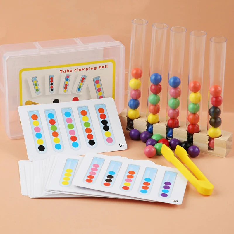 Colorful Wooden Beads Test Tube Toy | Fun Kids Color Sorting Game