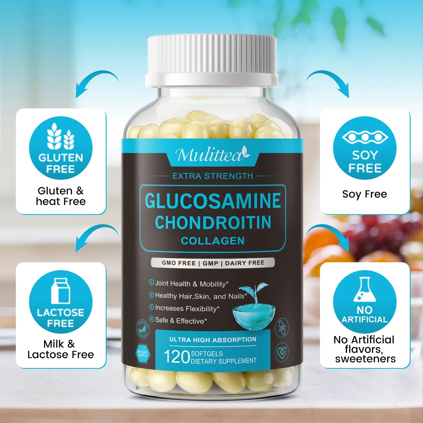 Glucosamine Chondroitin Capsules for Joint Health & Collagen Support