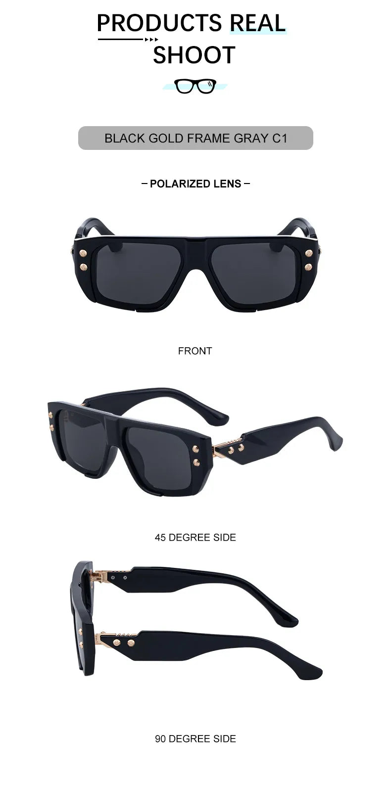 Polarized Steampunk Square Sunglasses for Men | Trendy Fashion Eyewear