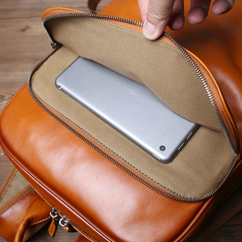 Vintage Leather Backpack | Large Capacity Casual Computer Bag