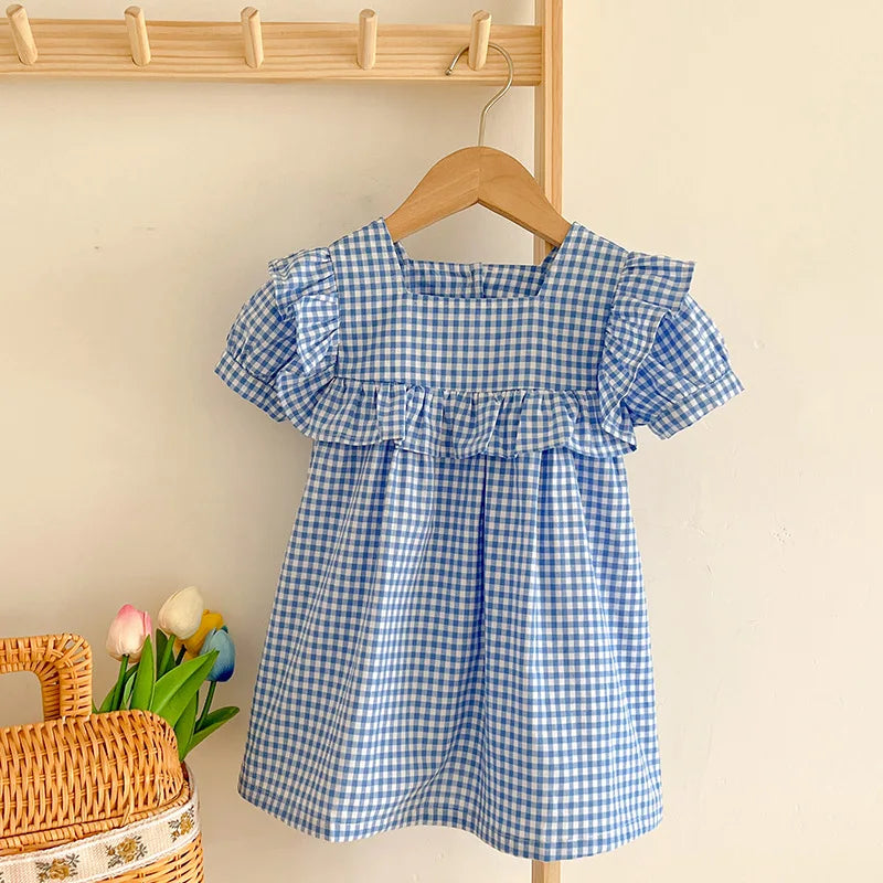 Stylish Summer Grid Jumpsuit for Baby Girls | Adorable & Comfy