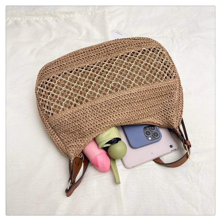 Bolso de Hombro Bohemio Tejido | Bolso de Playa de Gran Capacidad
