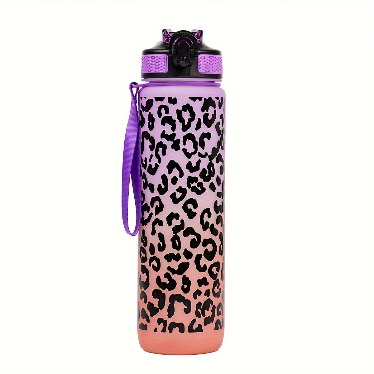 1 Liter Large Capacity Leopard Print Plastic Cup Leak Proof Sports Water Bottle Drink Items Outdoor Travel Portable Gym Bottle
