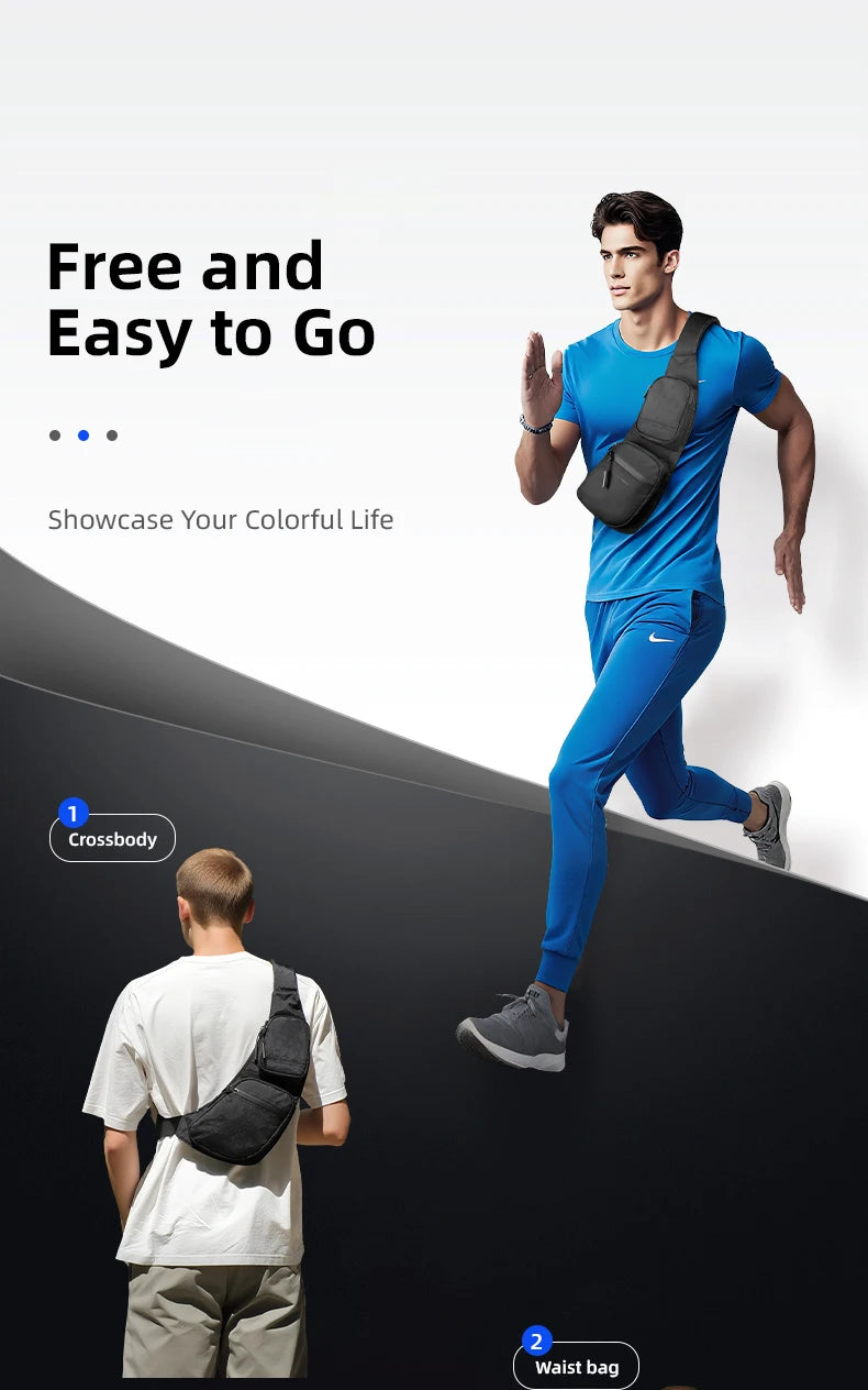 Durable Men's Sling Bag | Waterproof Crossbody & Waist Pack