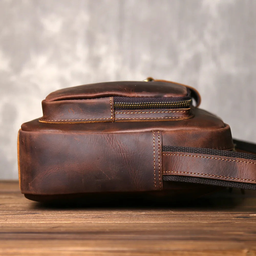 Retro Handcrafted Leather Men's Crossbody Bag | Versatile Fashion