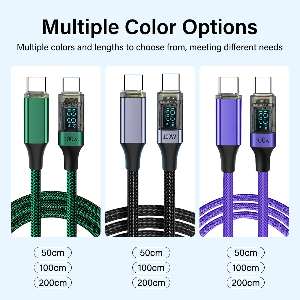 USB Type C to C Fast Charging Data Cable - 100W PD Support