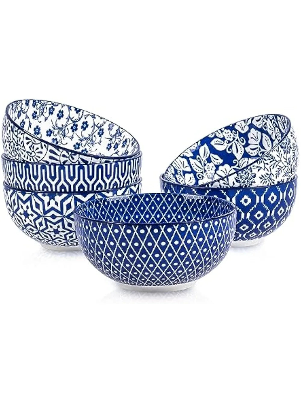 Set of 6 Vintage Blue Ceramic Cereal Bowls – Perfect for Meals