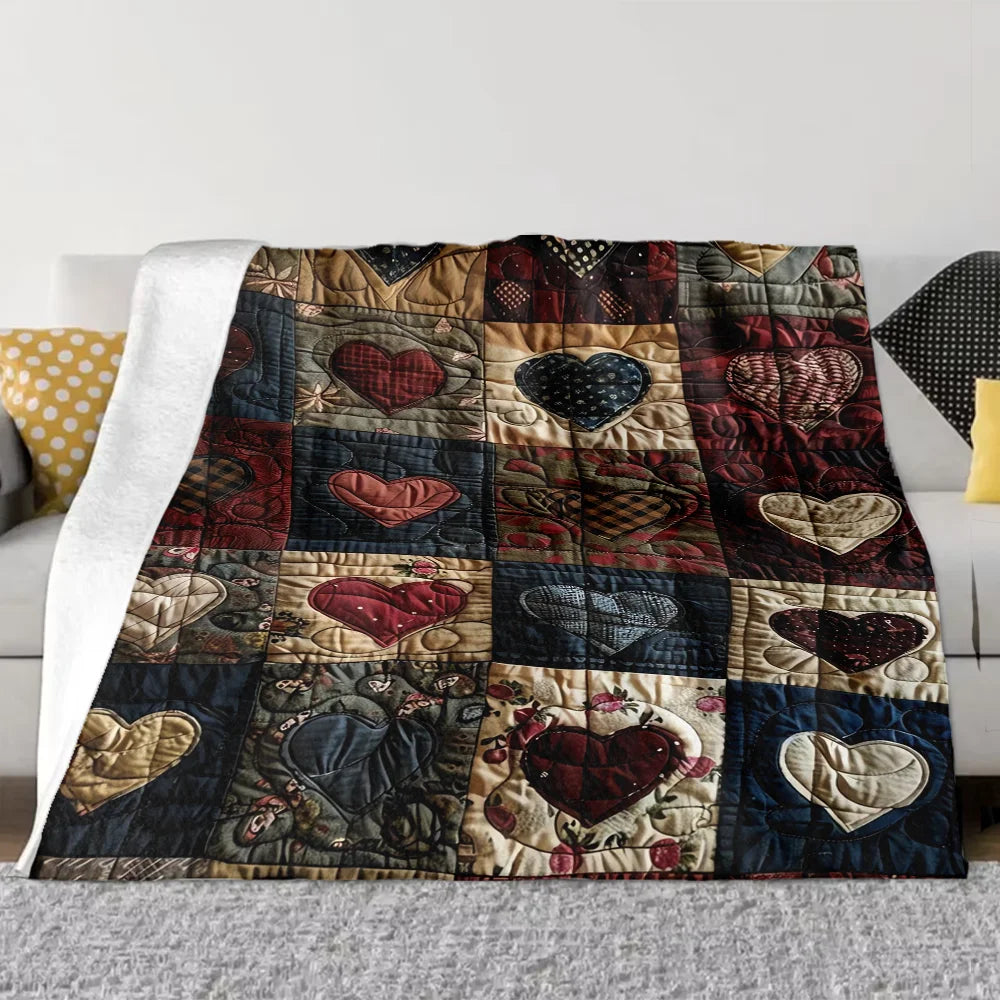 Manta de Franela Ultrasuave con Estampado de Corazones | Confort Acogedor y Portátil
