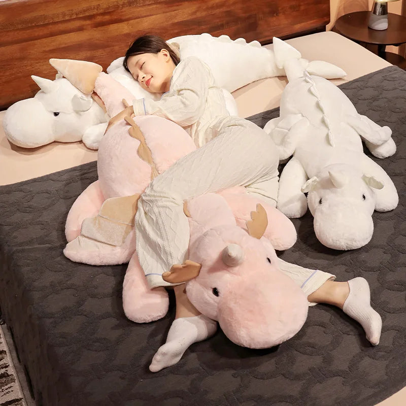 Giant White Dragon Plush Toy | Unique Unicorn Horn & Wings