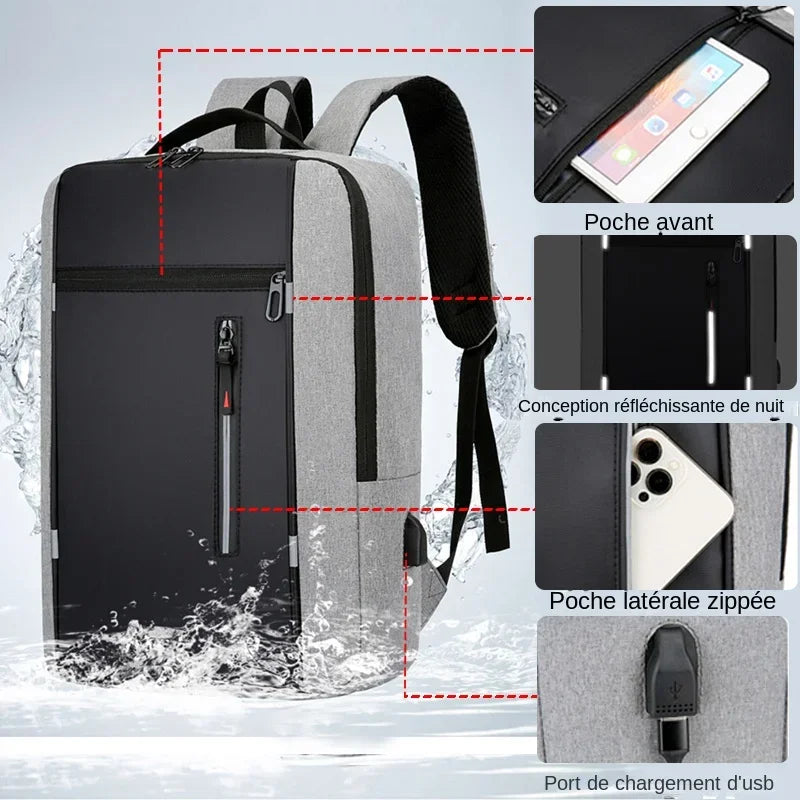 Waterproof Business Laptop Backpack | USB Charging & High Capacity