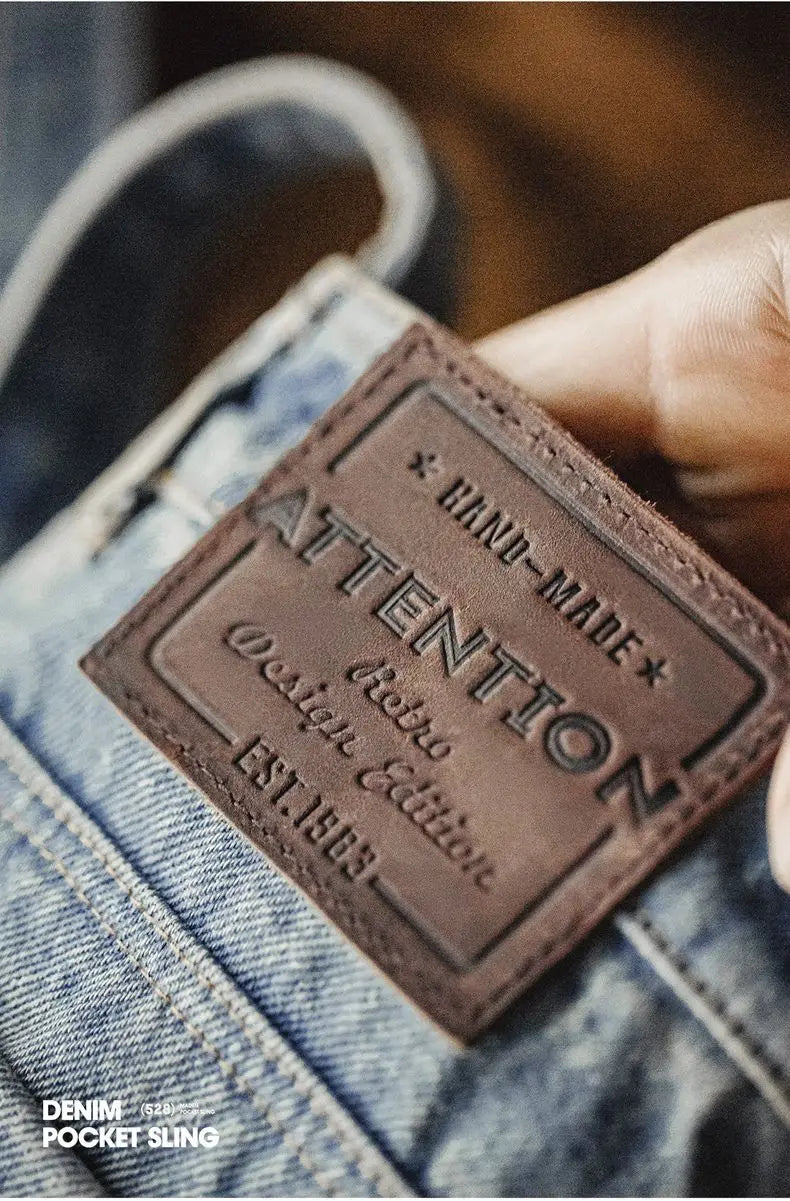 Vintage Washed Blue Denim Crossbody Bag | Unisex Canvas Tote