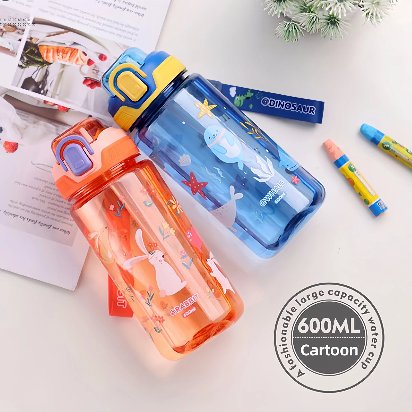 Kids Dinosaur Water Bottle | Leakproof Sippy Cups with Straw