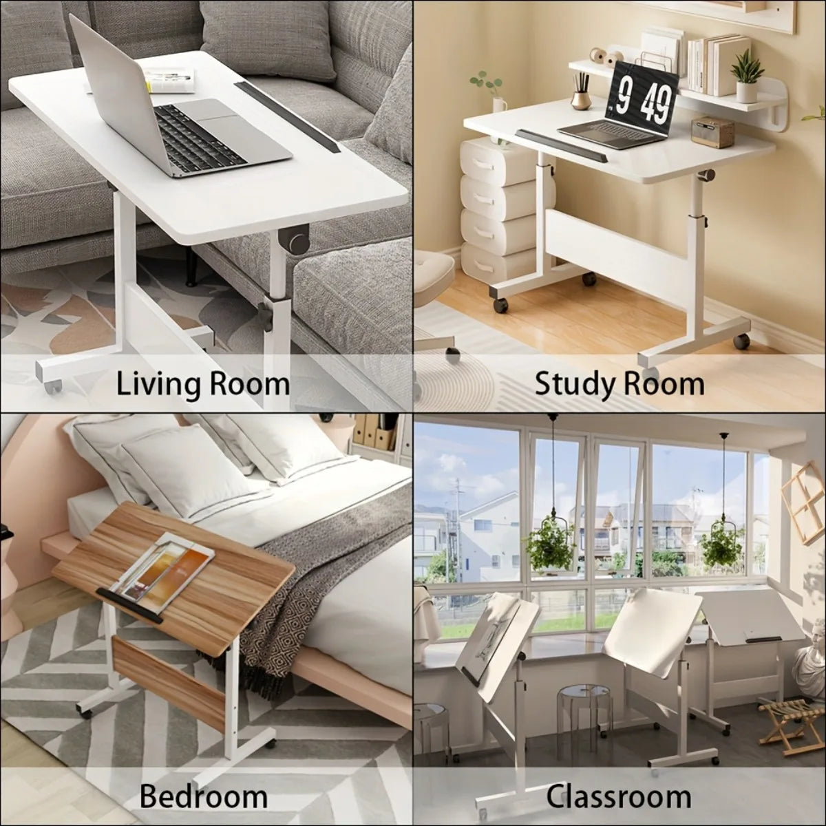 Adjustable Height Standing Desk with Lockable Wheels | Home Office