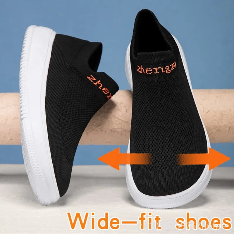 Unisex Wide Foot Sports Shoes | Breathable Slip-On Walking Sneakers