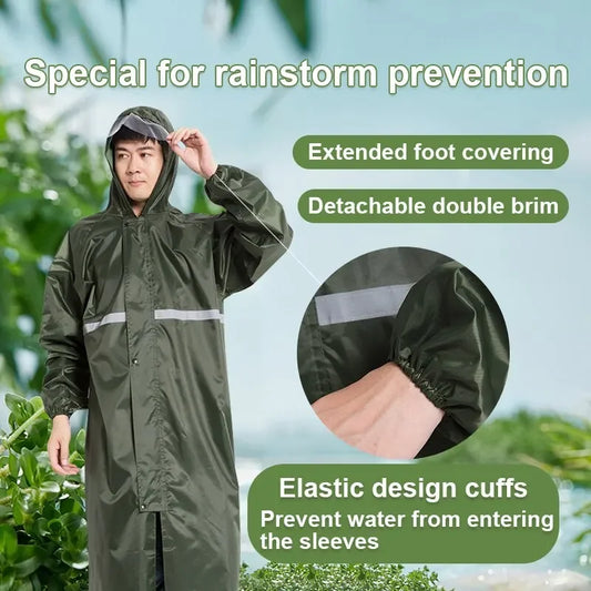 Waterproof Windproof One-Piece Long Raincoat for Adults