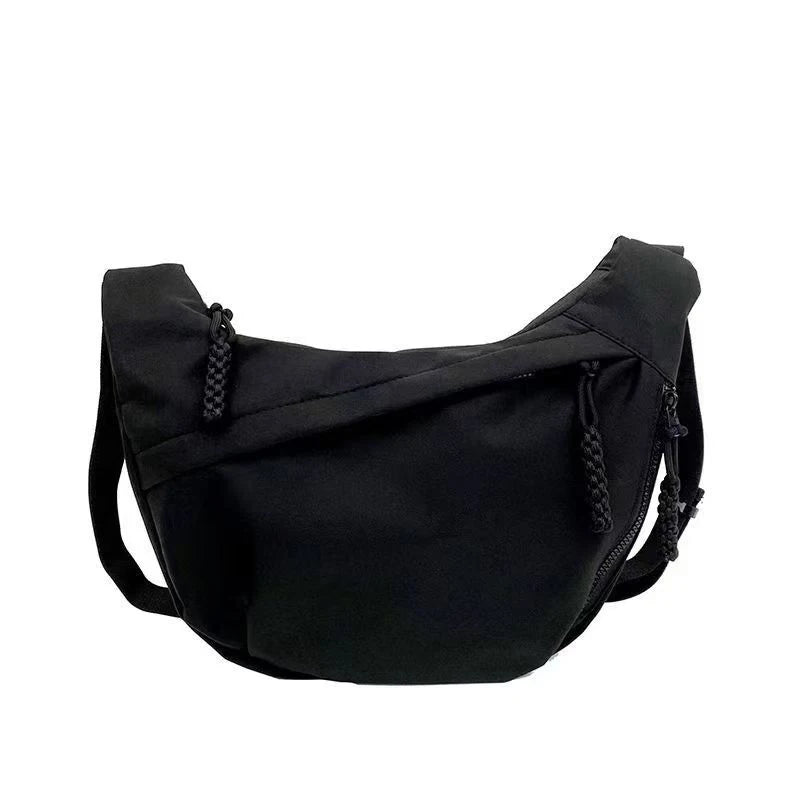 Casual Women's Nylon Crossbody Bag, Large Capacity Hobo Shoulder Purse with Adjustable Strap, Black/White/Khaki for Daily Use