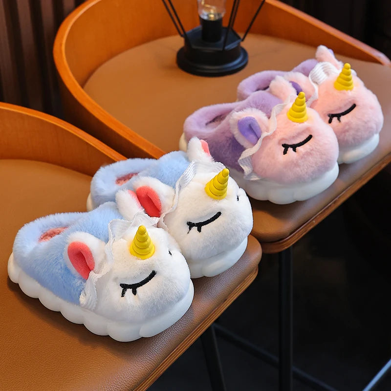Kids & Family Matching Animal Print Plush Slippers | Cozy Winter Shoes