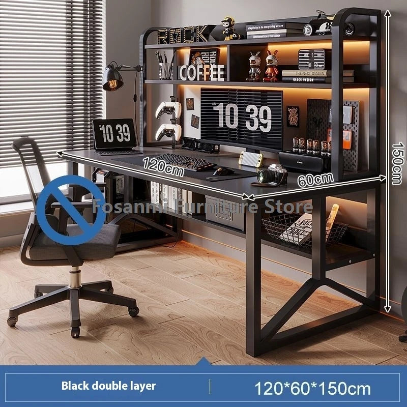 Black Wide Study Desk | Modern Sturdy Gaming Computer Table