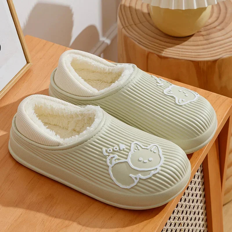 Unisex Waterproof Plush-Lined Slippers | Cozy Indoor Comfort Shoes