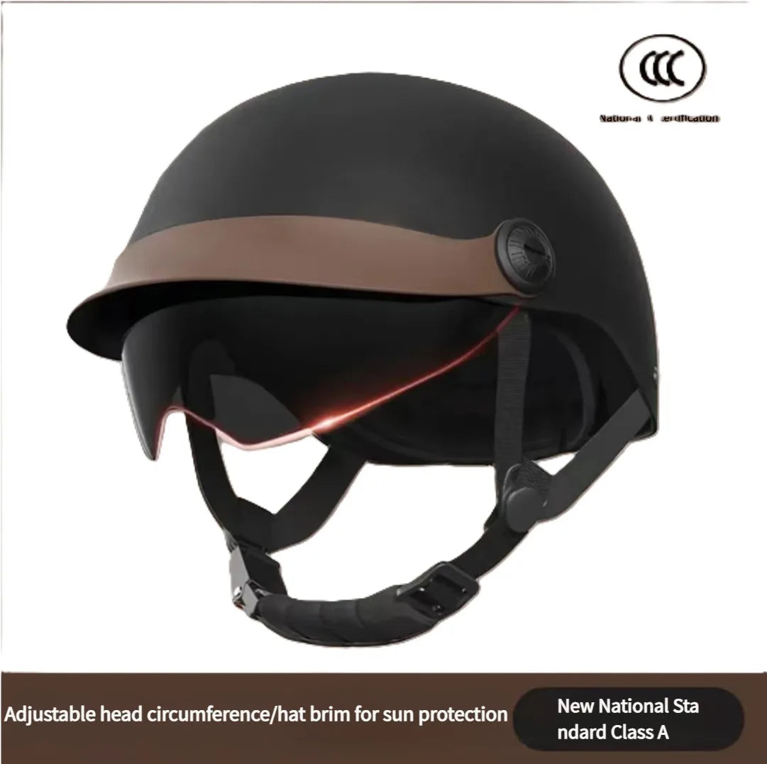 Unisex Classic Retro Half Motorcycle Helmet with Goggles