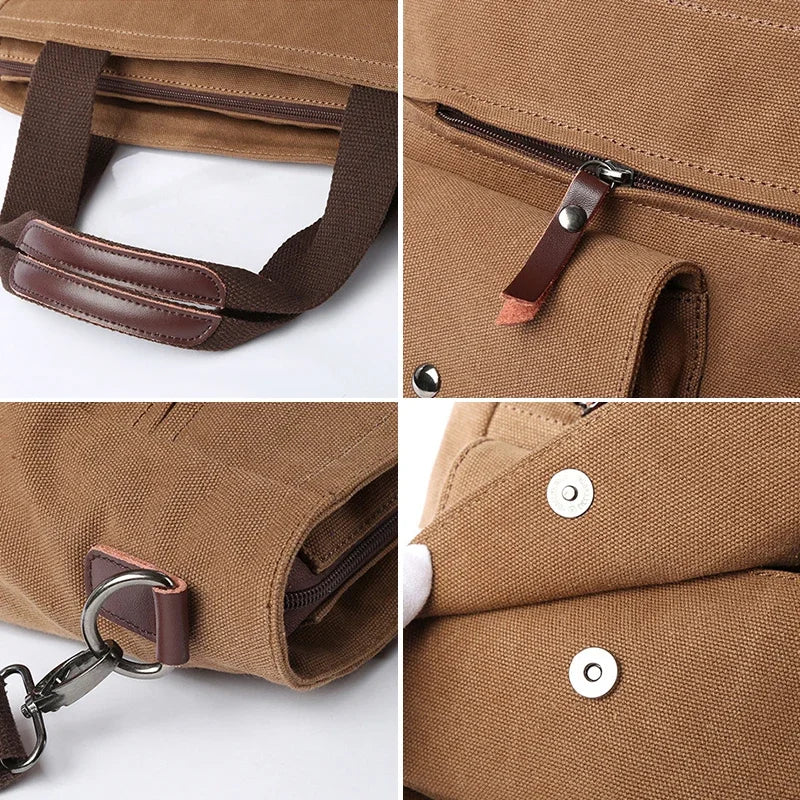 Men's Vintage Canvas Shoulder Bag | Large Capacity Briefcase