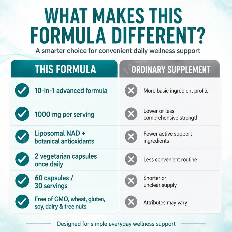 Liposomal NAD+ 1000mg 10 in 1 Formula | Daily Vitality Capsules