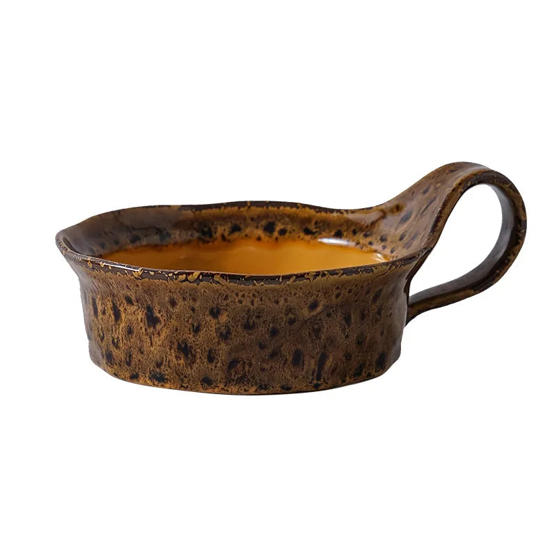 Ensaladera Vintage con Estampado de Leopardo | Elegante Copa de Postre de Cerámica