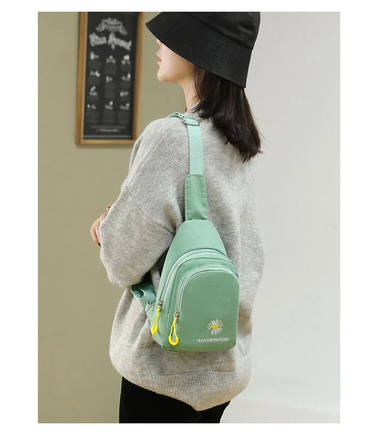 Chic Embroidered Canvas Chest Bags for Women | Versatile Crossbody Style