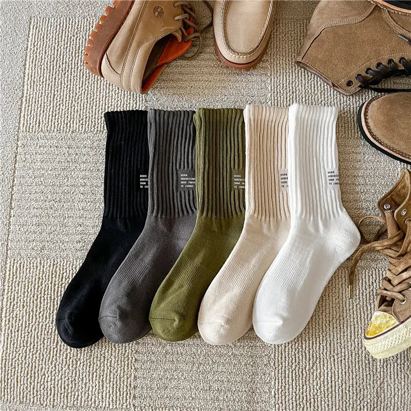 Men's Vintage Letter Medium Tube Socks | Thick Sports Comfort