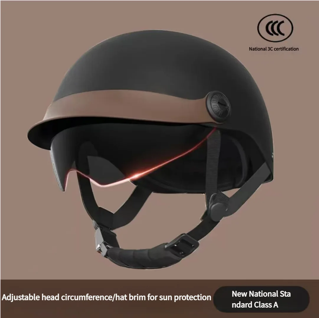 Unisex Classic Retro Half Motorcycle Helmet with Goggles
