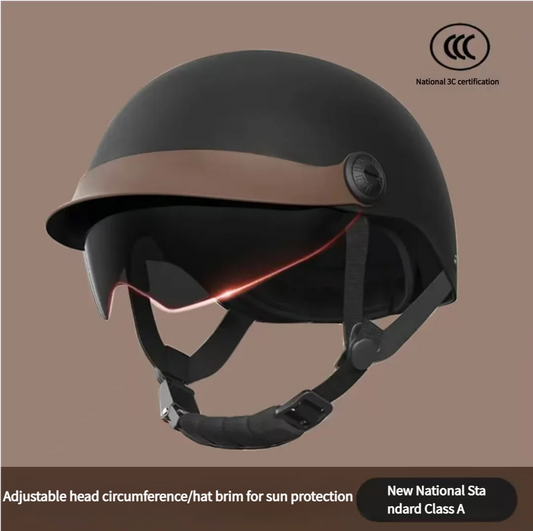 Casco de motocicleta retro clásico unisex tipo jet con gafas
