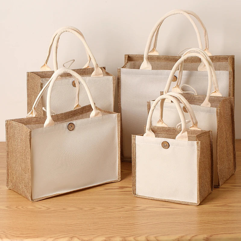 Fashionable Linen Handbag | Versatile Solid Colour Shopping Tote