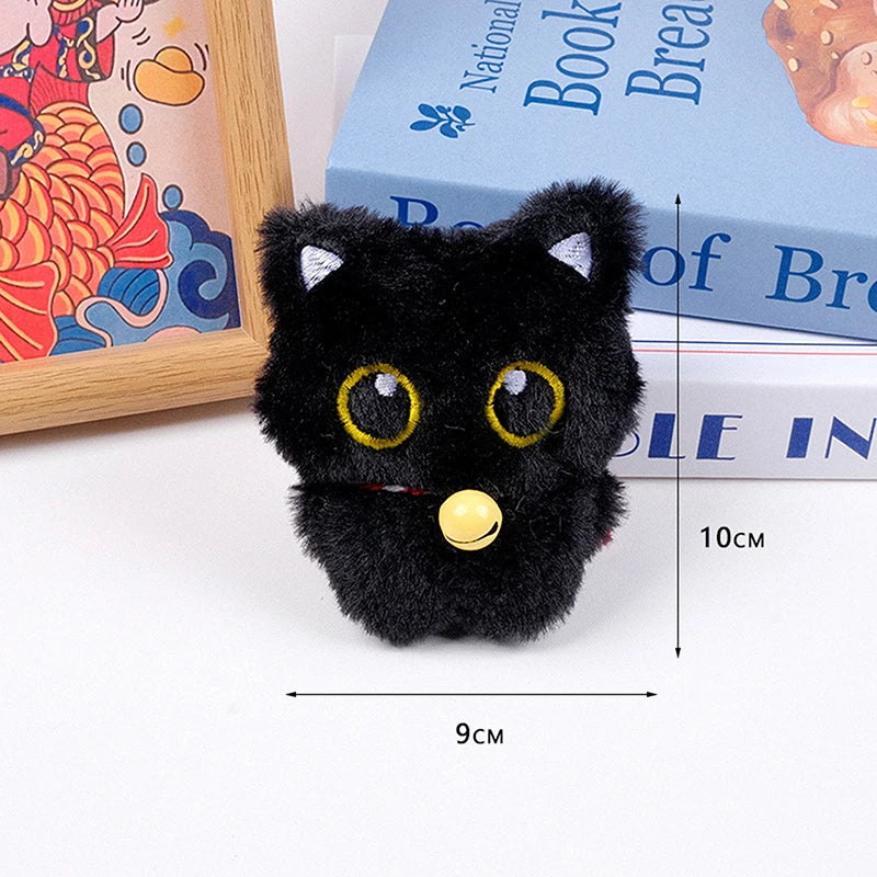Cute Cartoon Black Cat Plush Keychain | Novelty Backpack Accessory