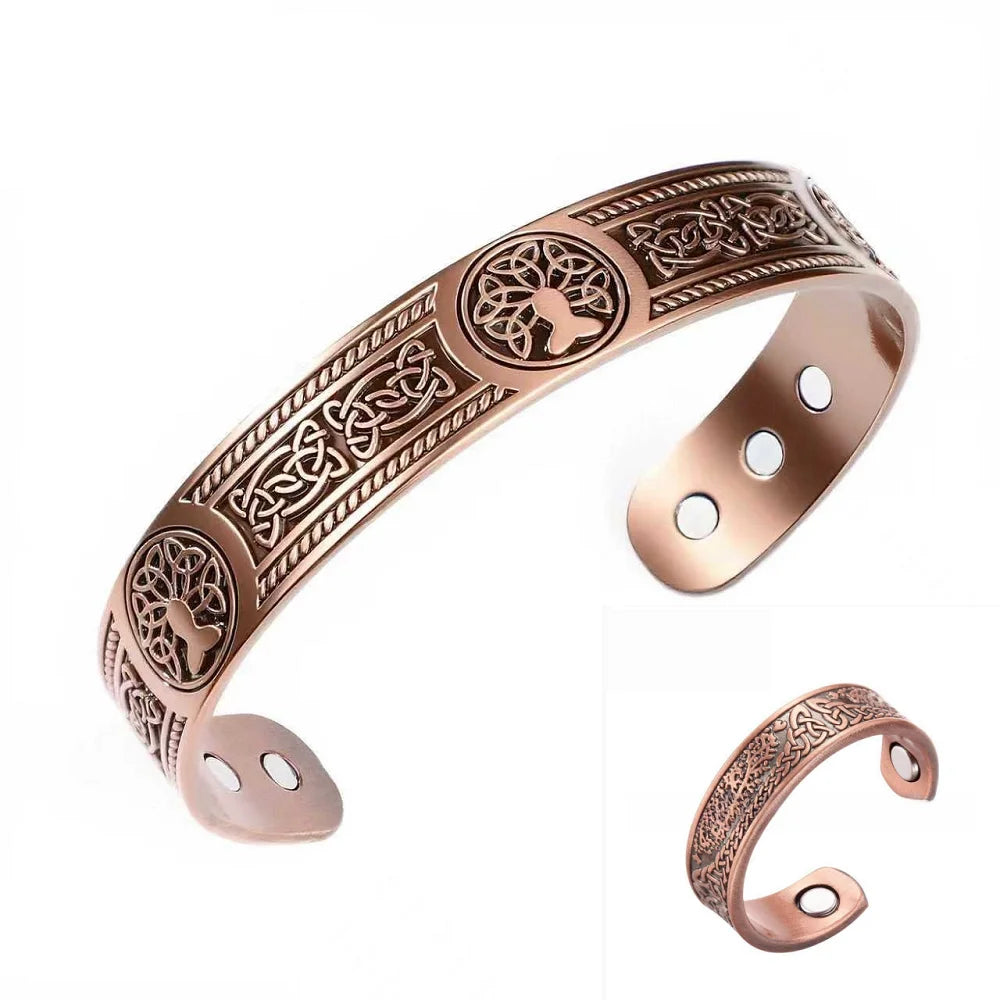 Unisex Vintage Healing Jewelry | Celtic Knot Magnetic Bracelet Set